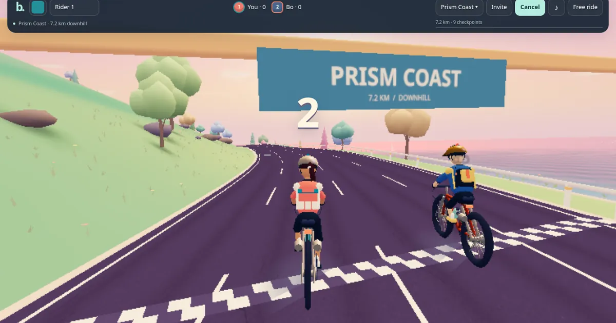 Two riders on the Prism Coast course at the start of a Bikey race